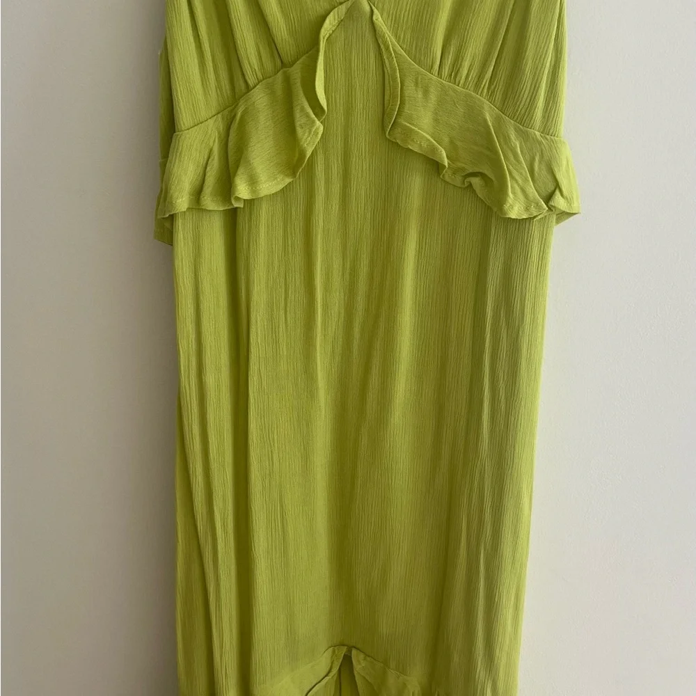 Lulu's Chartreuse High-Low Ruffle Slip Dress - Picture 5 of 7